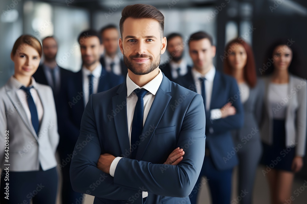 portrait of a businessman leading a team portrait of a businessman leading a team