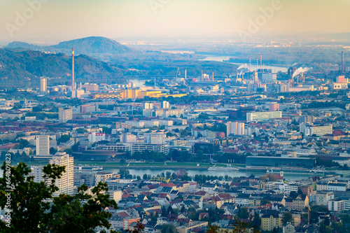 panoramic view of the city of linz in upper austria seen from the mountain poestlingberg © Wolfgang