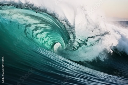Extreme close up of thrashing emerald ocean waves. © Ahasanara
