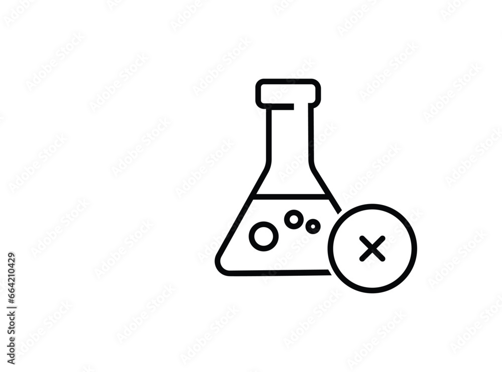 No chemical risk icon. Organic food, no additives, no preservatives. prohibition of chemical additives. Line pictogram style. Editable stroke. Vector illustration. Design on white background. EPS 10 No chemical risk icon. Organic food, no additives, no preservatives. prohibition of chemical additives. Line pictogram style. Editable stroke. Vector illustration. Design on white background. EPS 10