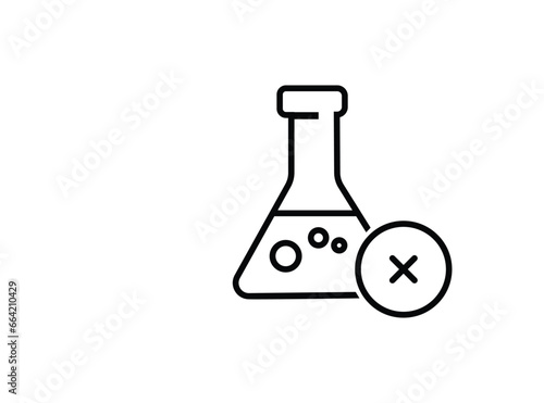 No chemical risk icon. Organic food, no additives, no preservatives. prohibition of chemical additives. Line pictogram style. Editable stroke. Vector illustration. Design on white background. EPS 10