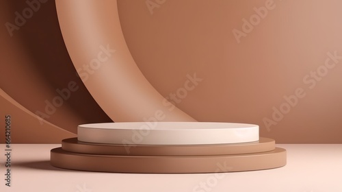 Abstract circle podium for advertising cosmetics products.Empty tabletop stage studio scene.Luxury beauty product podium.Premium brand showcase mockup template.