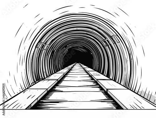 Doodle Underground tunnel, cartoon sticker, sketch, vector, Illustration, minimalistic