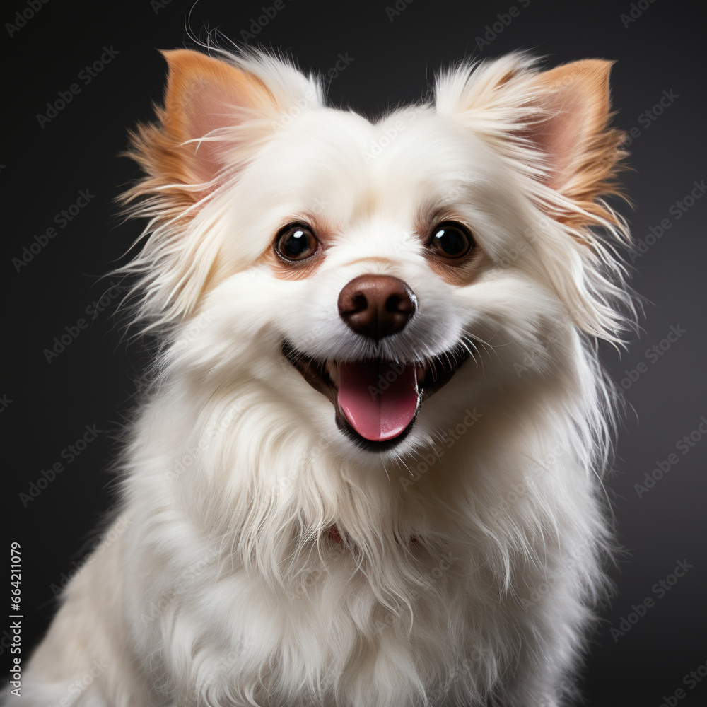 Beautiful happy and healthy dog isolated background. dog studio portrait, front view Beautiful happy and healthy dog isolated background. dog studio portrait, front view