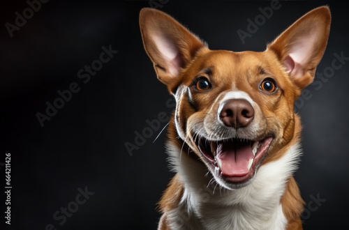 Beautiful happy and healthy dog isolated background. dog studio portrait, front view