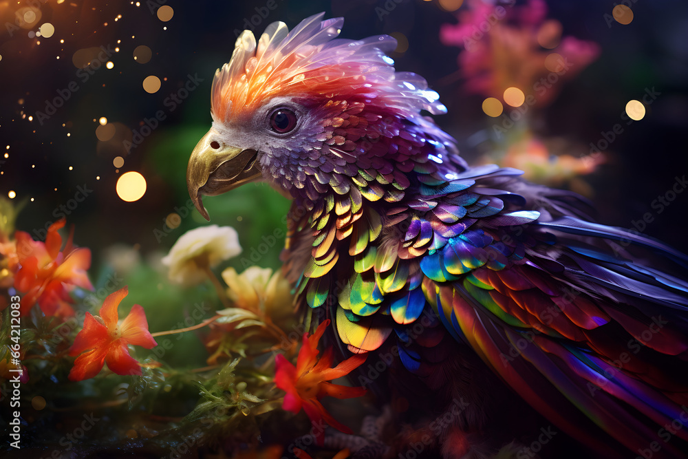 iridescent macaw parrot