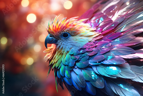 iridescent blue and pink macaw parrot © sam