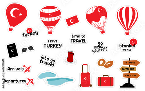 Set of travel stickers collection.