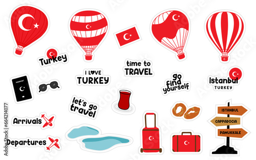 Set of travel stickers collection.