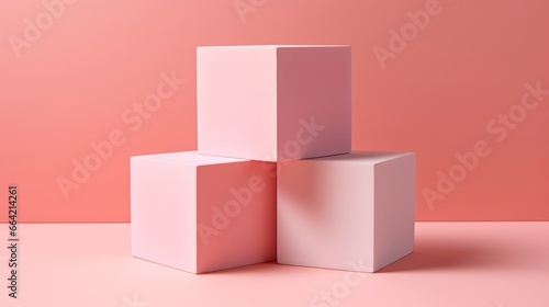 3 pink plastic blocks together on pink background