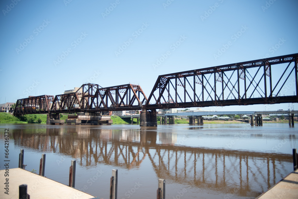 Old steel Railroad bridge over the Ouachita River, West Monroe, LA Old steel Railroad bridge over the Ouachita River, West Monroe, LA