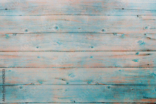 Background of light blue sanded shabby wooden horizontal planks