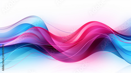 abstract light lines wavy flowing dynamic in blue pink colors isolated on white background © Basit