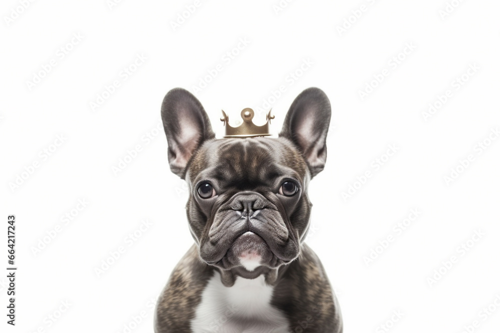 French Bulldog dog with crown on head