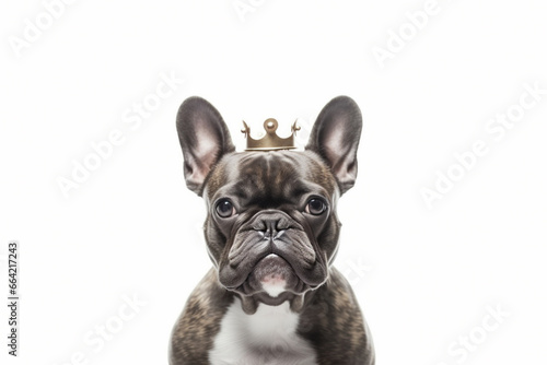 French Bulldog dog with crown on head © Firn
