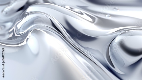 The close up of a glossy metal surface in white color with a soft focus. 3D illustration of exuberant. generative AI