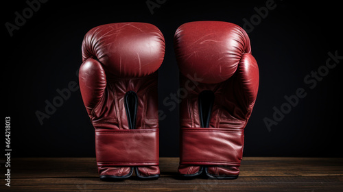 Leather boxing gloves hang, bearing the marks of intense training © PRI