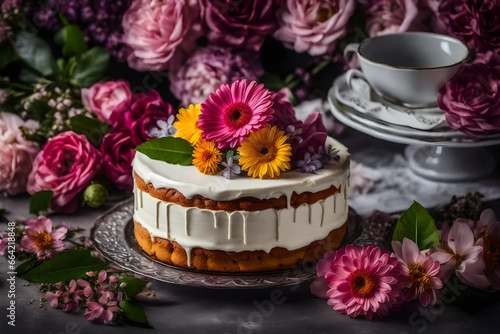 cake with flowers