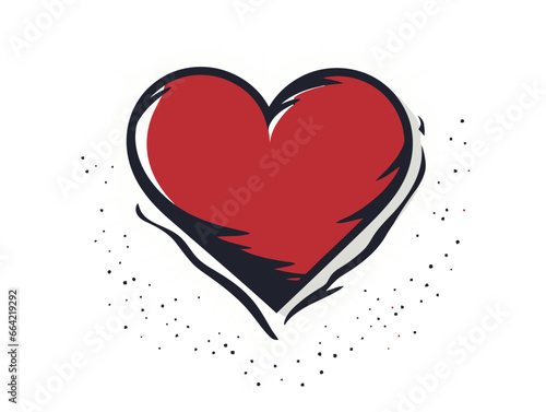 Doodle Heart with strength, cartoon sticker, sketch, vector, Illustration, minimalistic