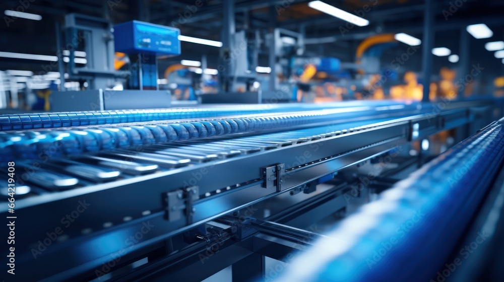 Fototapeta premium An automated conveyor system moves goods with precision and speed