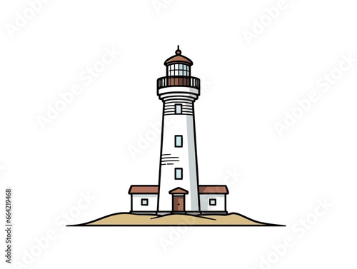 Doodle Tybee Island Lighthouse, cartoon sticker, sketch, vector, Illustration, minimalistic
