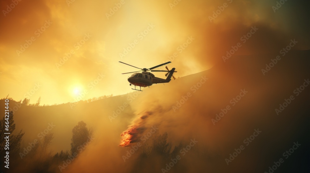 Helicopters survey flight to help extinguish forest fires. Helicopters survey flight to help extinguish forest fires.