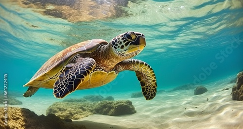 Photo of Sea turtle in the Galapagos island. © Ahasanara