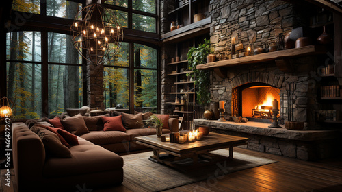 Cozy living room with a fireplace