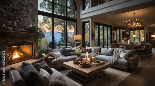 Cozy living room with a fireplace © Putrasatria