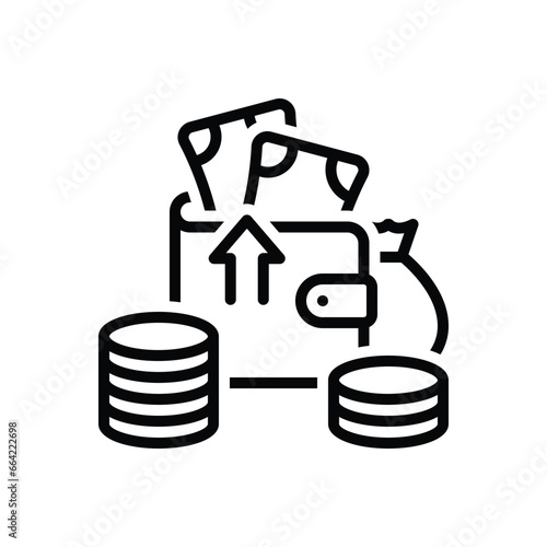 Black line icon for earning 
