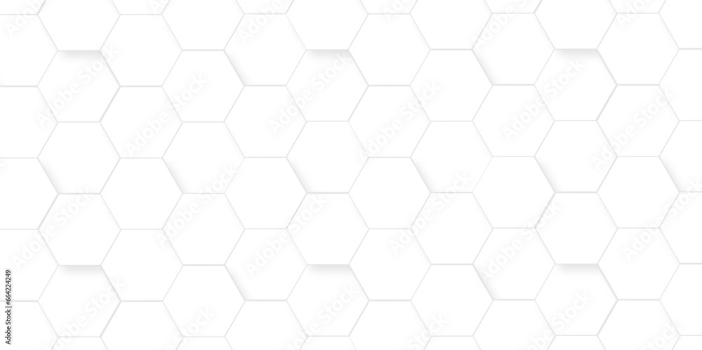 Seamless pattern with hexagons. 3d Hexagonal structure futuristic white background and Embossed Hexagon. Hexagonal honeycomb pattern background with space for text. Abstract Technology, Futuristic. Seamless pattern with hexagons. 3d Hexagonal structure futuristic white background and Embossed Hexagon. Hexagonal honeycomb pattern background with space for text. Abstract Technology, Futuristic.
