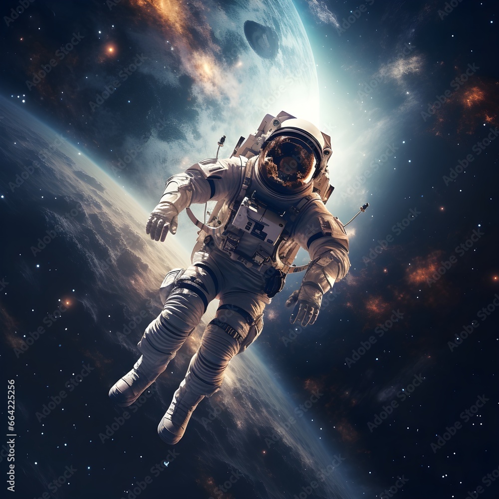 Astronaut's Solitude: Floating in the Cosmic Vastness