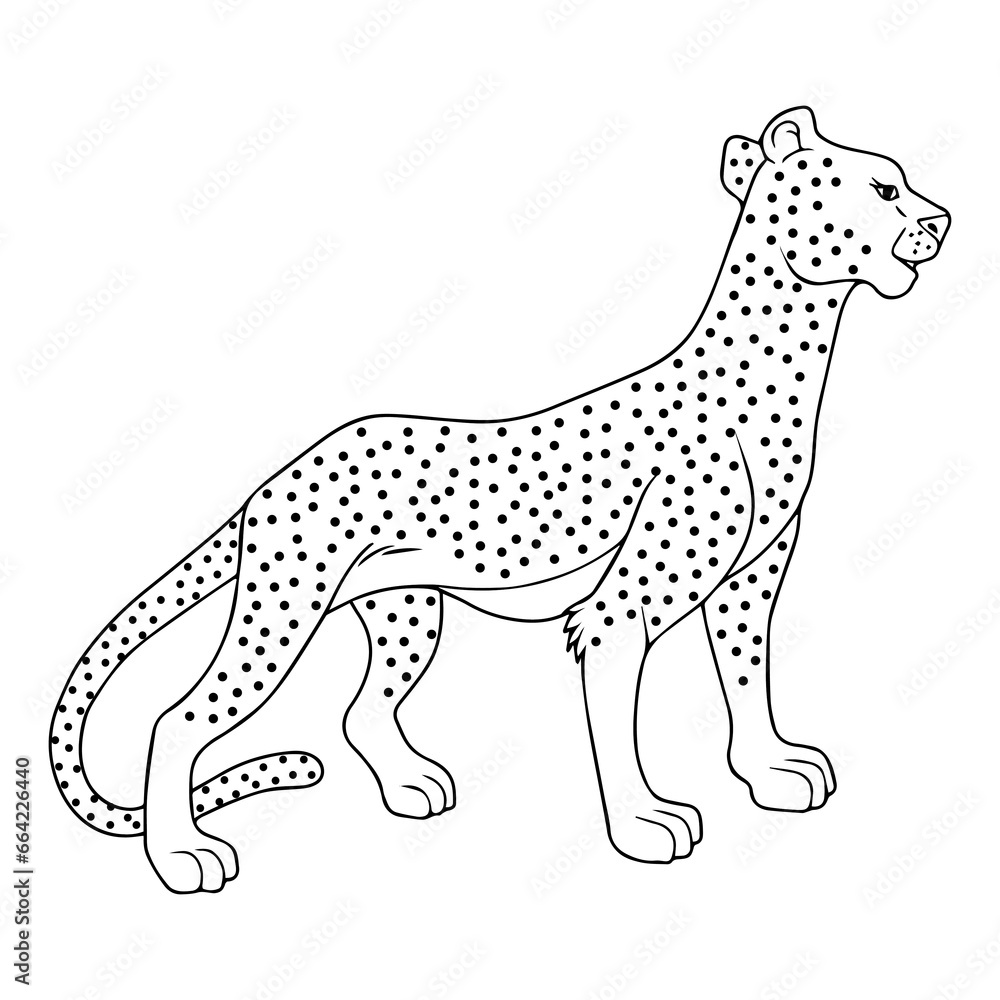 cheetah line vector illustration