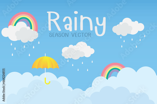 Monsoon season sale background with umbrella