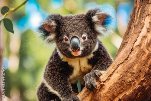 Black golden koala bear. Cute small koala