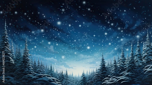  a painting of a snowy night with stars in the sky.  generative ai © Olga