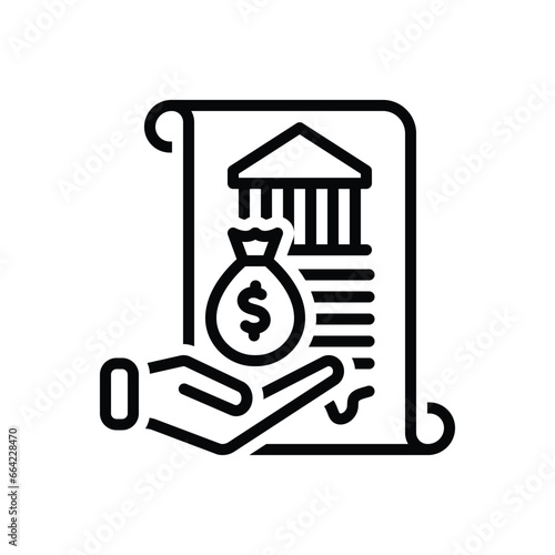 Black line icon for loan 