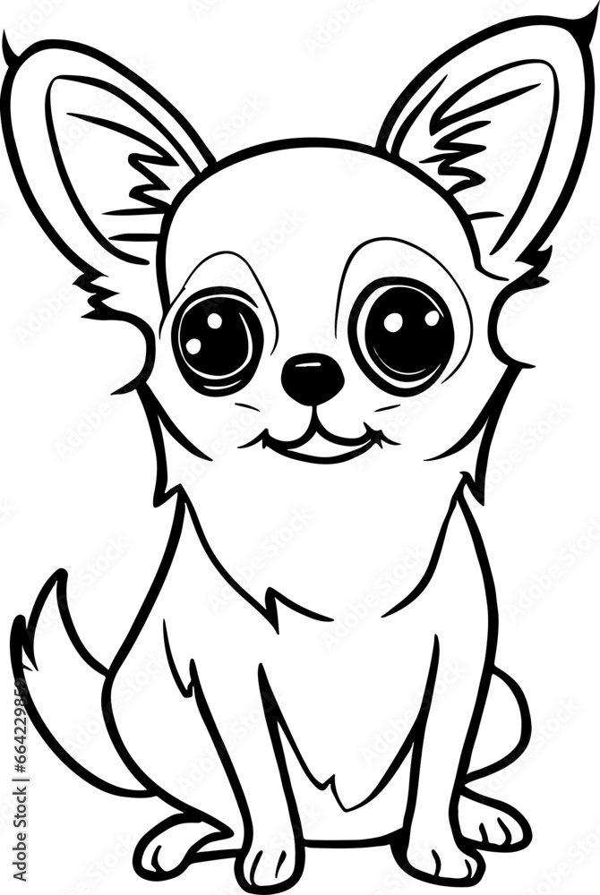 chihuahua dog pet in line art