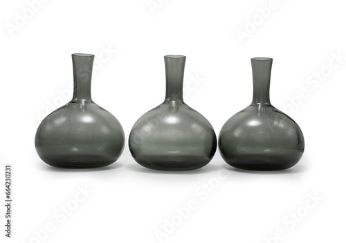 Set of Dark Murano decorative vases isolated on white background 