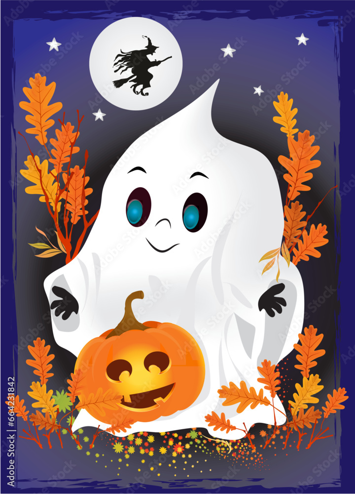 funny composition with ghost for Halloween funny composition with ghost for Halloween