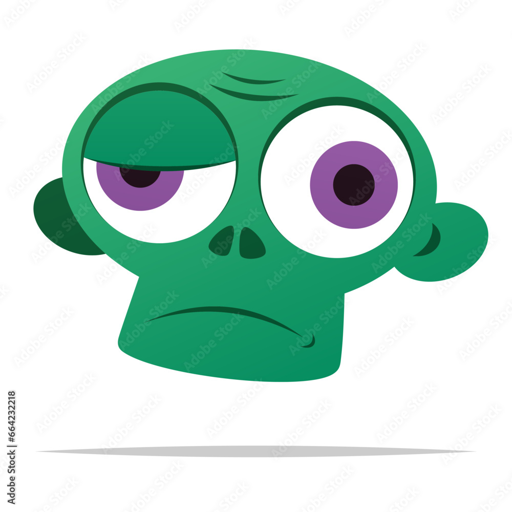 Funny zombie head vector isolated illustration