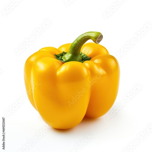Yellow bell pepper, a sunny addition to the scene on white background