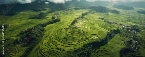 Captivating Aerial View Captures Terraced Rice Fields In Indonesia