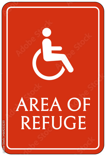 Area of refuge sign and labels disable person