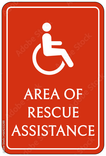 Area of refuge sign and labels disable person