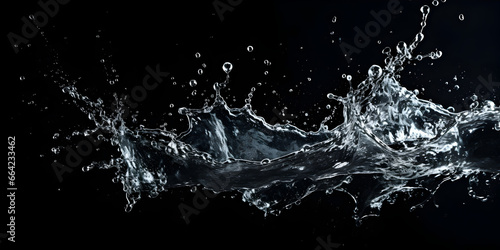 Photo water splash black background backdrop fresh Free photo realistic water splash on dark background AI Genrerated 