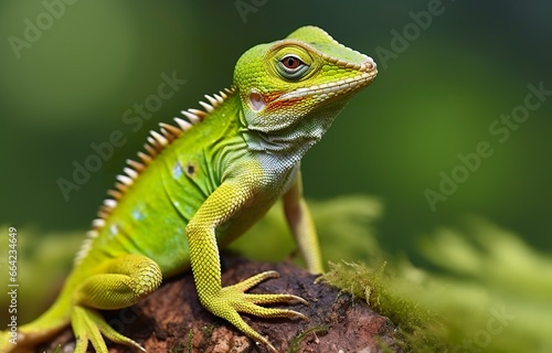 Bronchocela cristatella, also known as the green crested lizard.