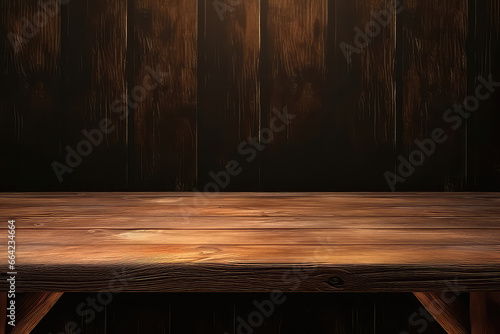 An Old Wooden Table Provides An Empty Location In The Background © Anastasiia