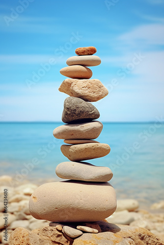 A rock balances on top of one on the beach