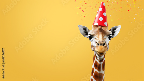Cute Giraffe in Christmas Costume on Isolated Background